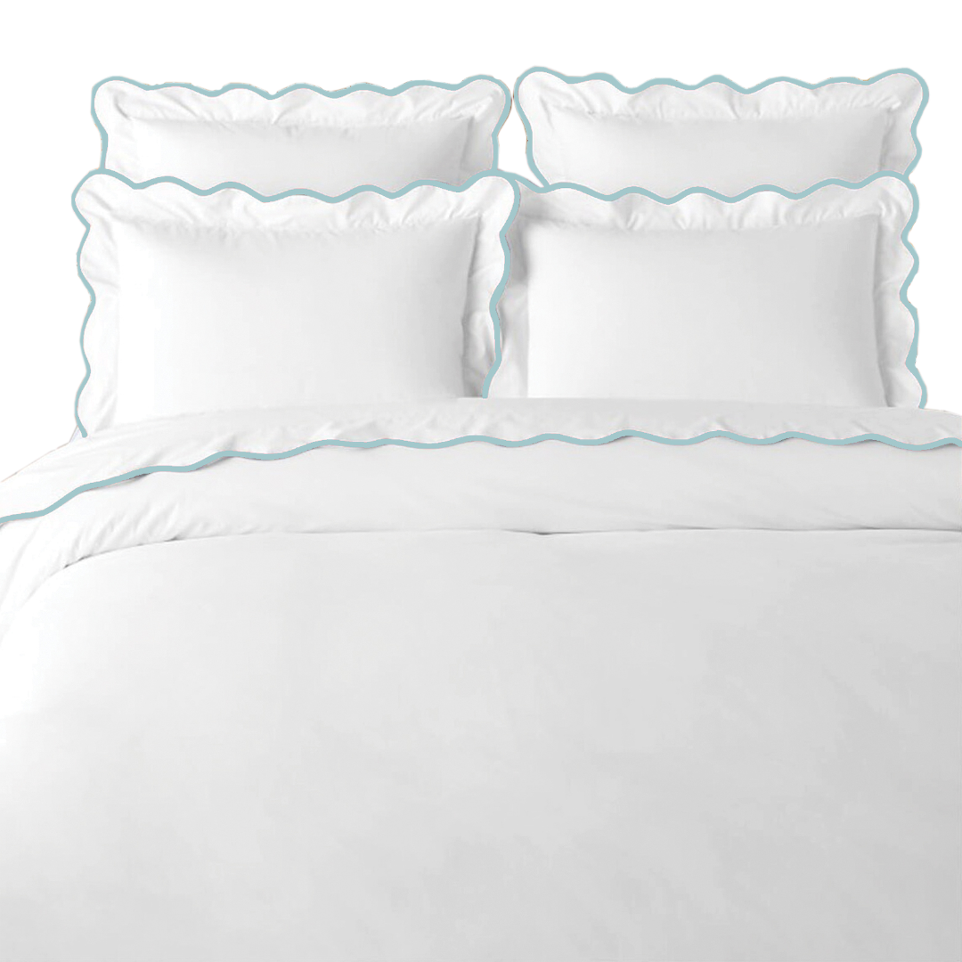 Scalloped Duvet Cover, Blue / White