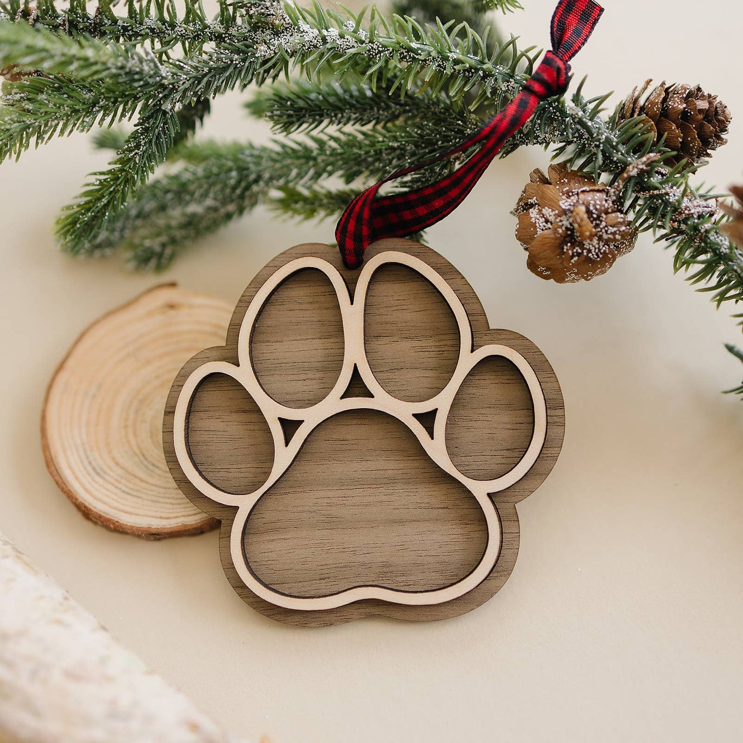 Dog Paw Christmas Holiday Ornament