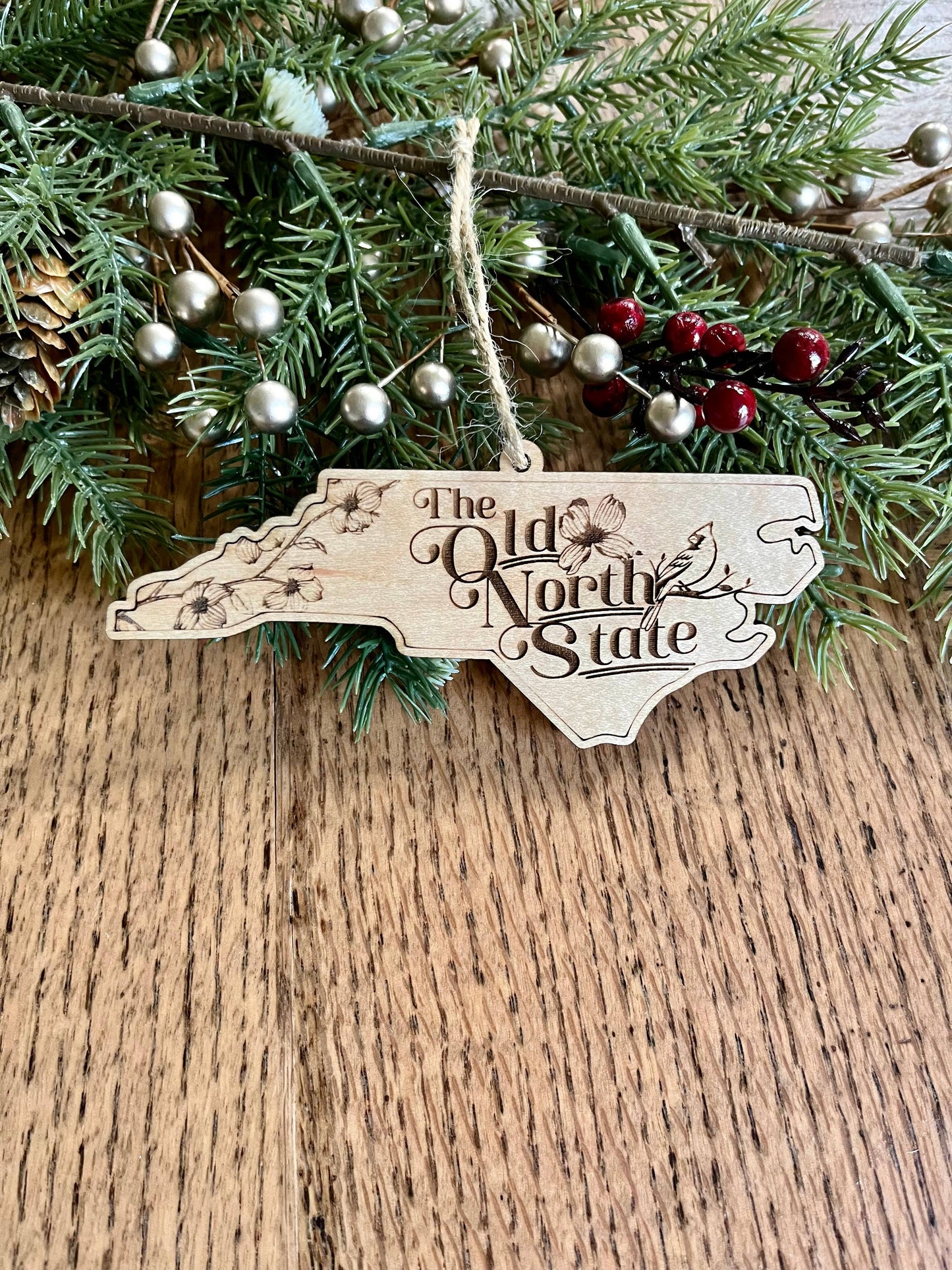 Old North State North Carolina NC Wooden Christmas Ornament