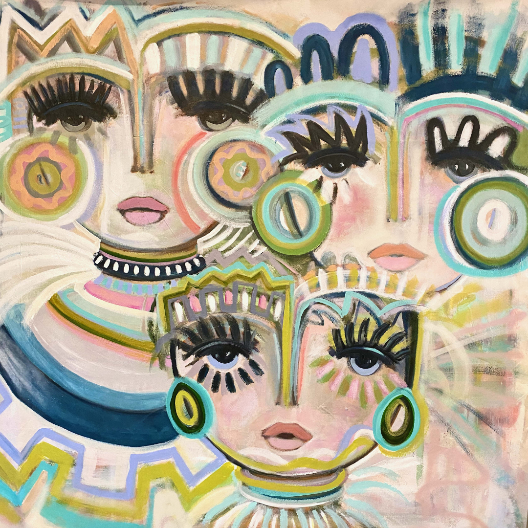 Egyptian Princesses - Grasscloth Print 34" x 34"