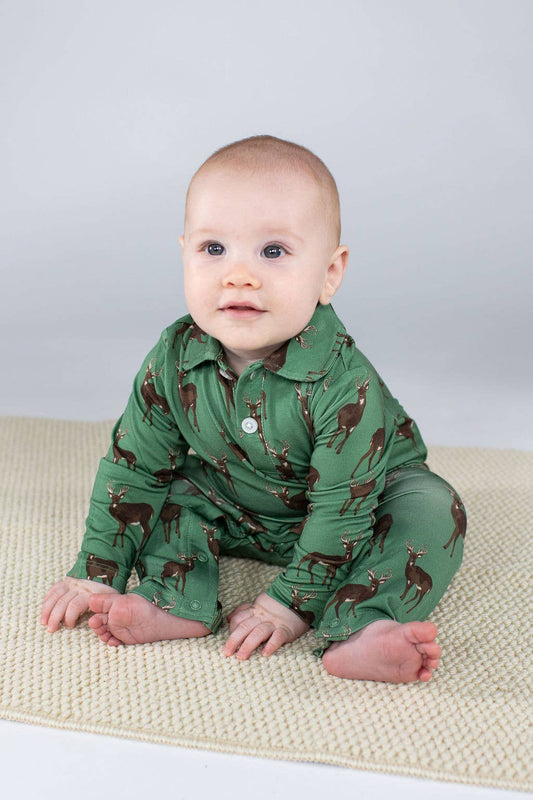 Deer - LS Polo Romper