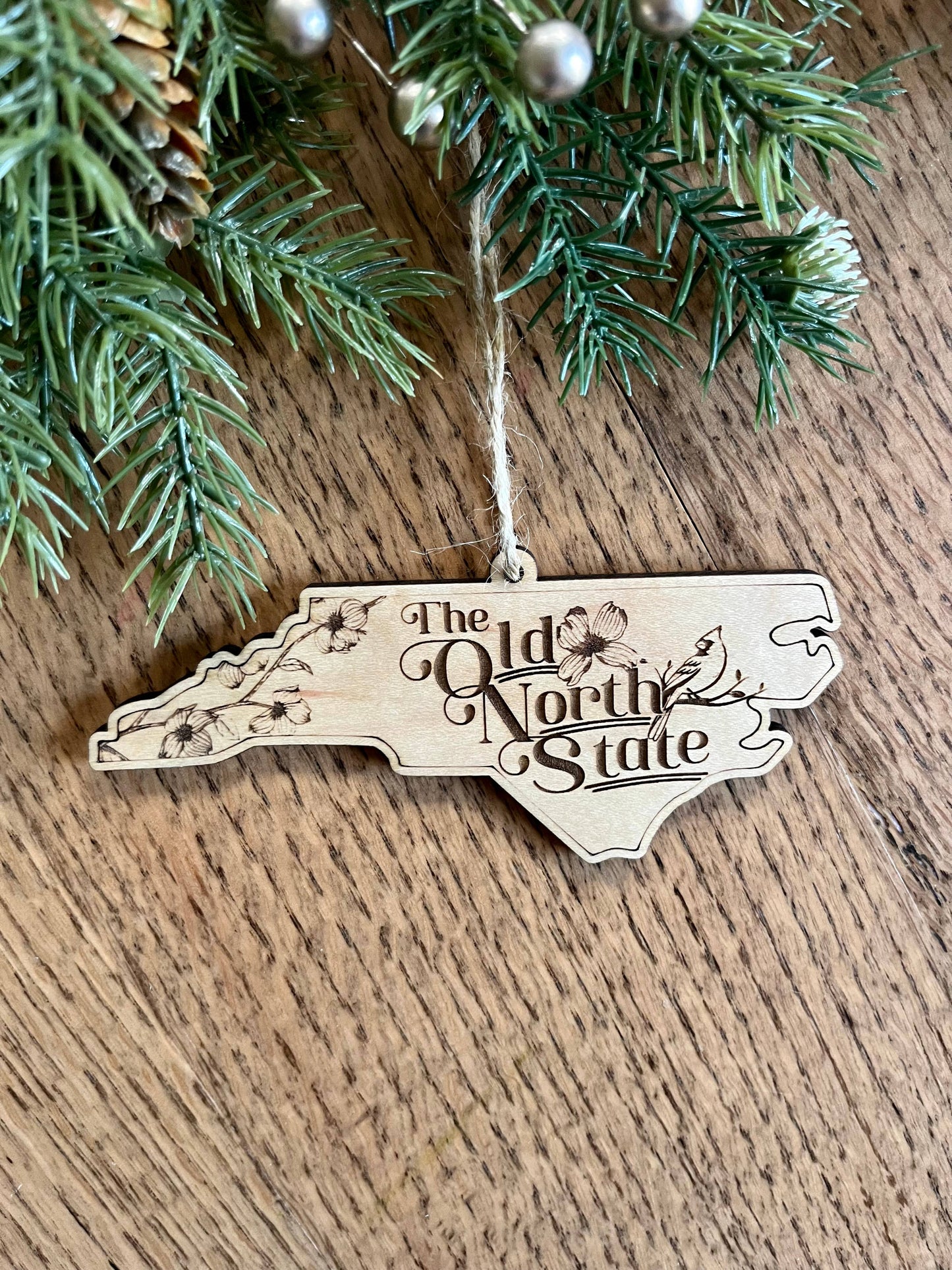 Old North State North Carolina NC Wooden Christmas Ornament
