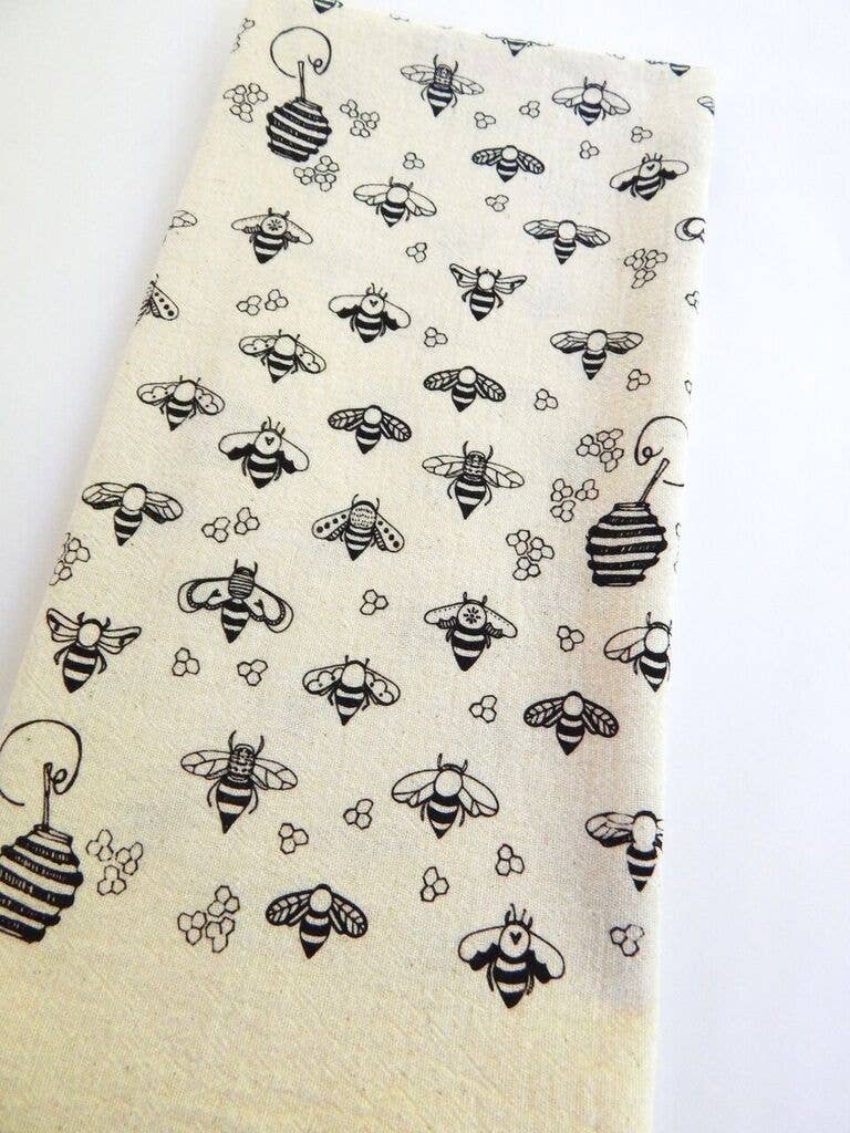 Bee Handprinted Tea Towel
