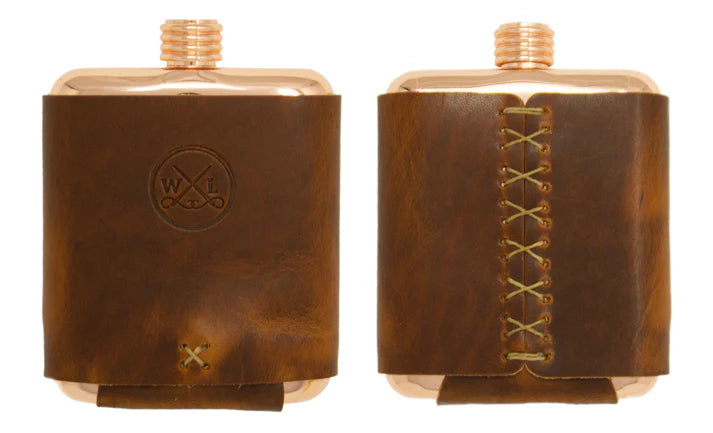 Copper Whiskey Leatherworks North State Logo Flask