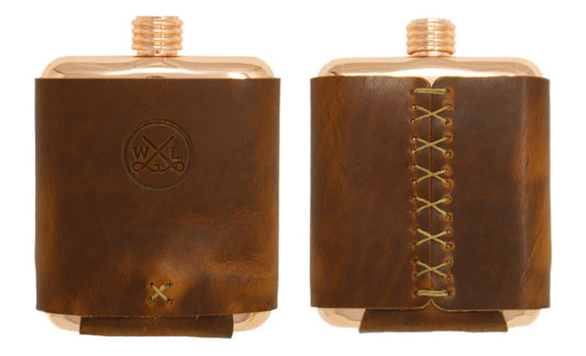 Copper Whiskey Leatherworks North State Logo Flask