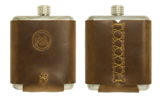 Stainless Steel Whiskey Leatherworks North State Logo Flask