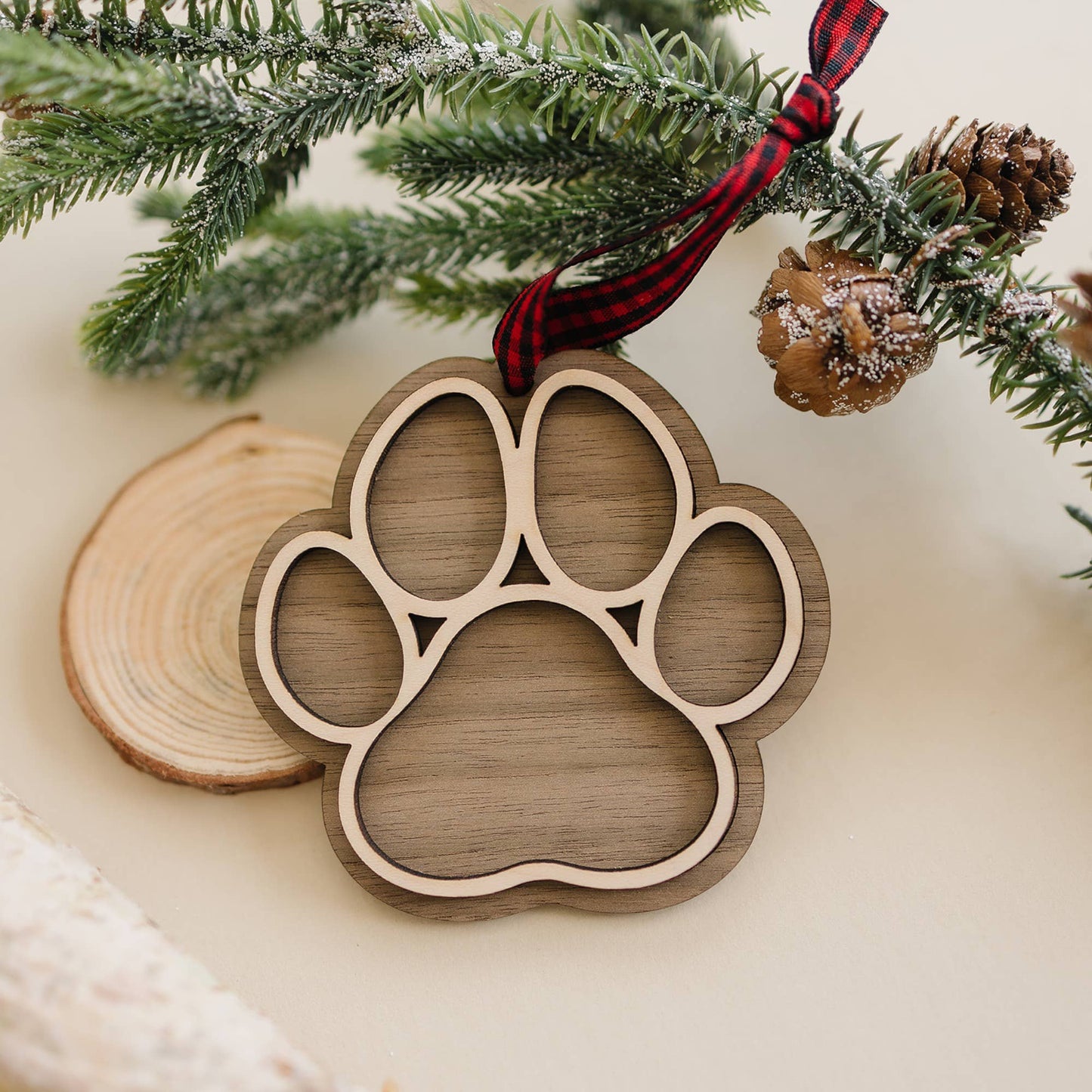 Dog Paw Christmas Holiday Ornament