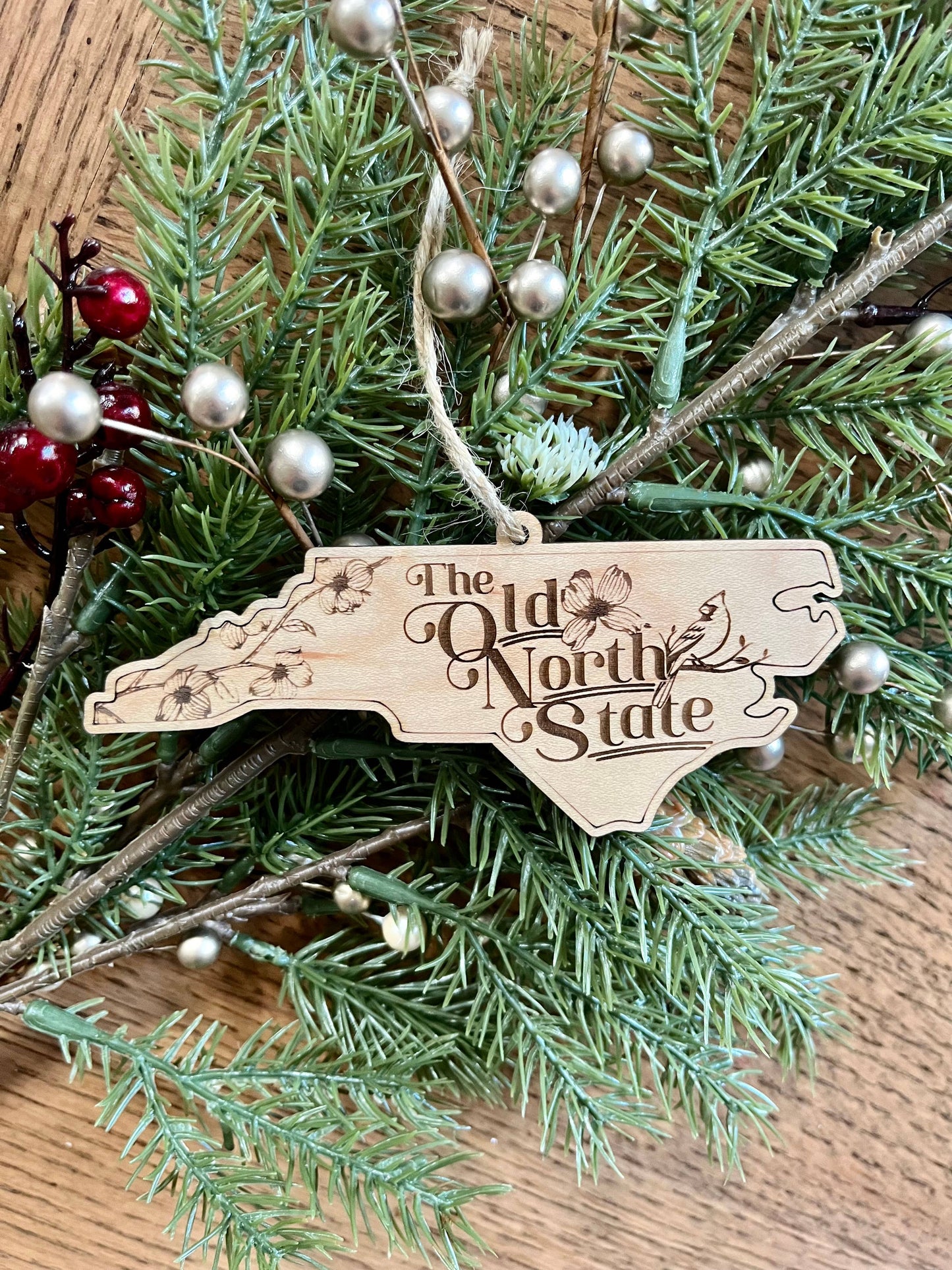 Old North State North Carolina NC Wooden Christmas Ornament