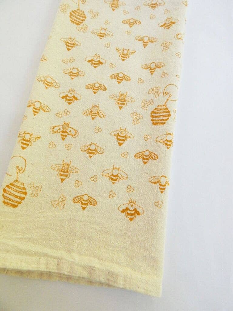 Bee Handprinted Tea Towel