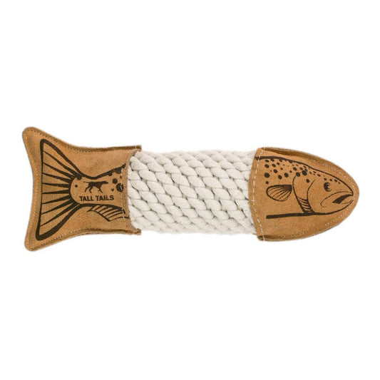 Natural Leather Trout Rope Tug Dog Toy - 15"