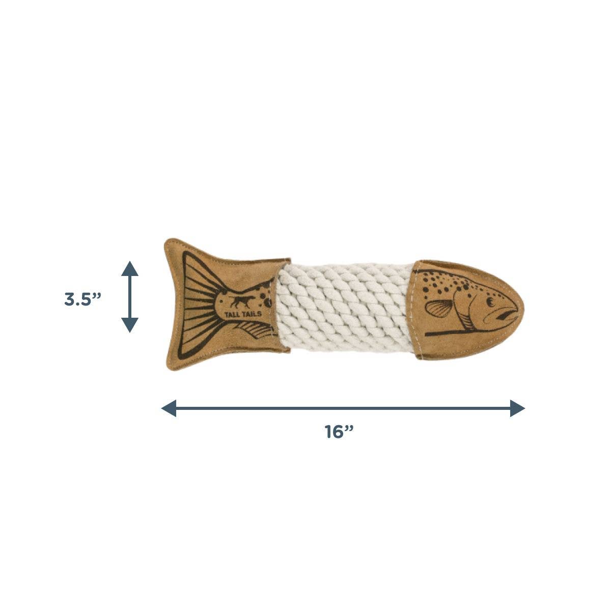 Natural Leather Trout Rope Tug Dog Toy - 15"