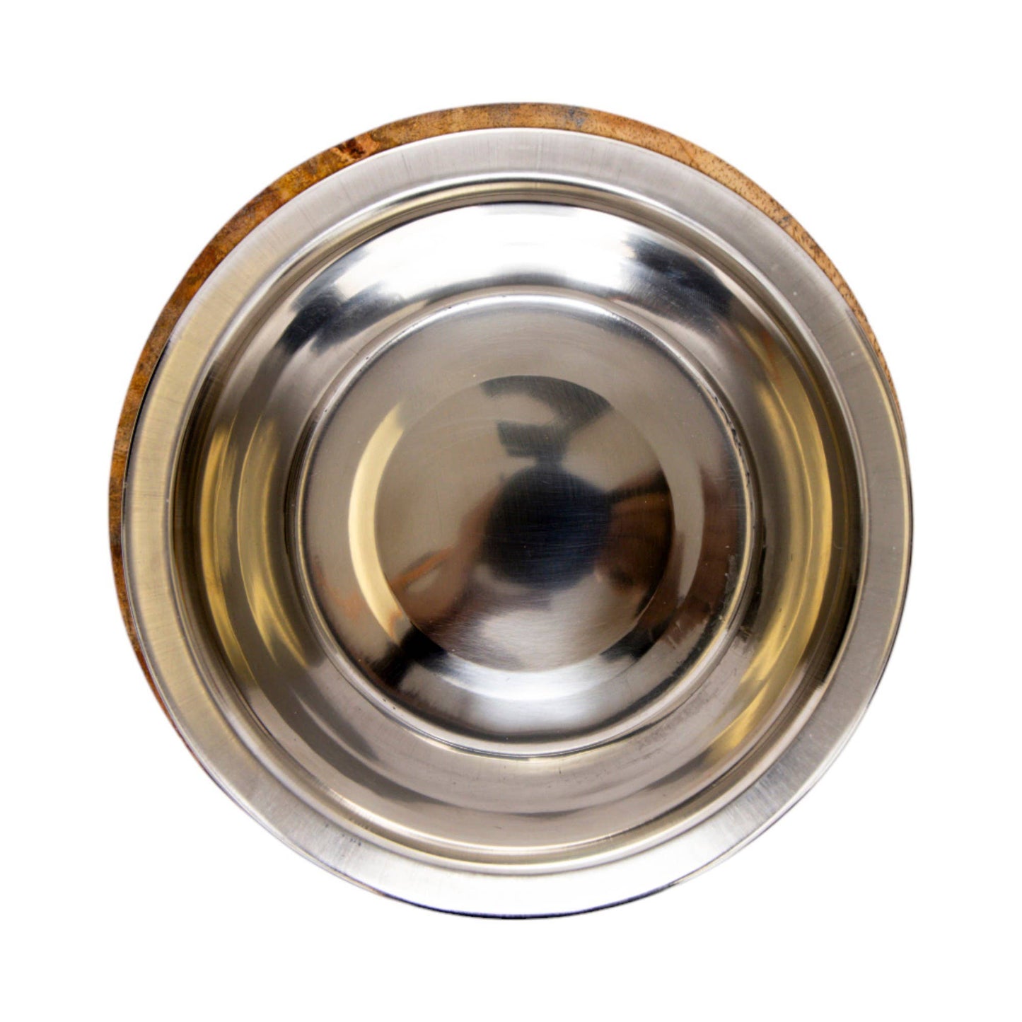 Stainless Steel Dog Bowl with Cylindrical Mango Wood Holder