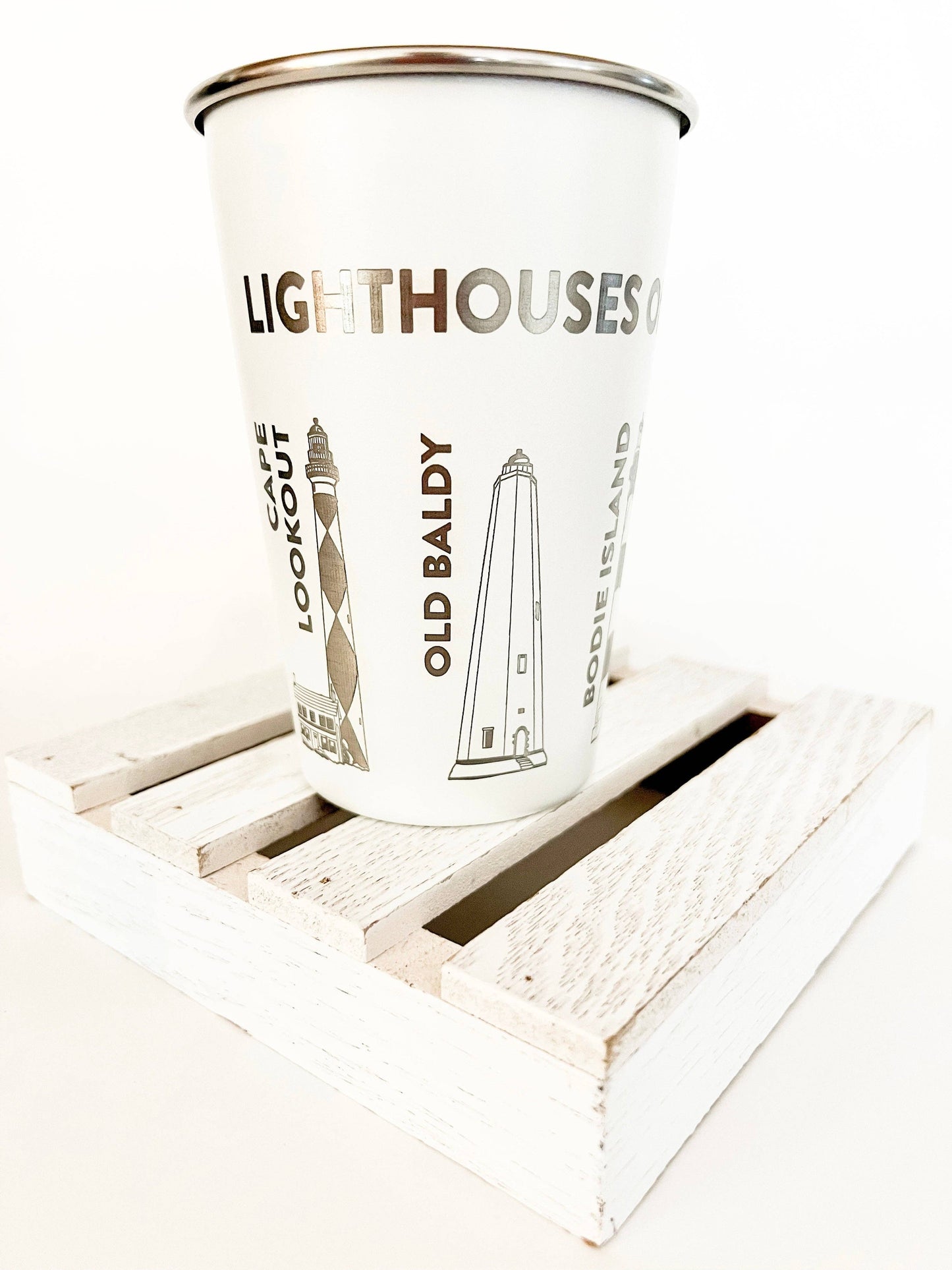 NC Lighthouses Engraved Pint Cup