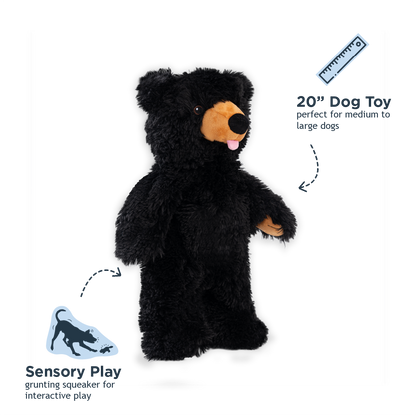 Stuffless Black Bear Squeaker Dog Toy