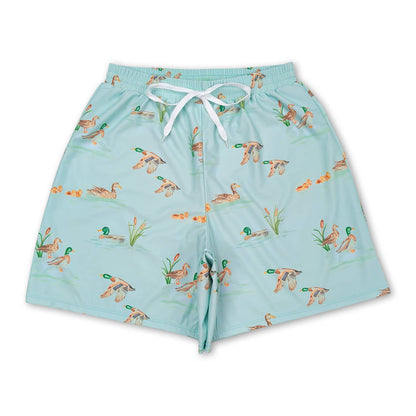 Duck print boys summer swim trunks