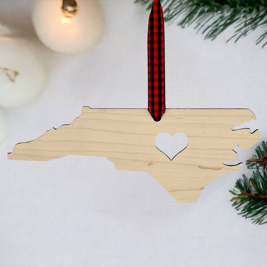 North Carolina Heart Christmas Holiday Ornament
