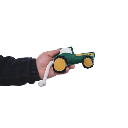 Vegan Leather Green Tractor Eco-Friendly Dog Toy - Non Toxic