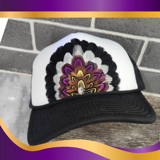 Game Day Feather Crown Trucker Hat Custom School Colors