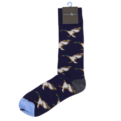 EXTRAFINE MERINO WOOL MALLARD DUCK IN NAVY
