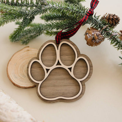 Dog Paw Christmas Holiday Ornament