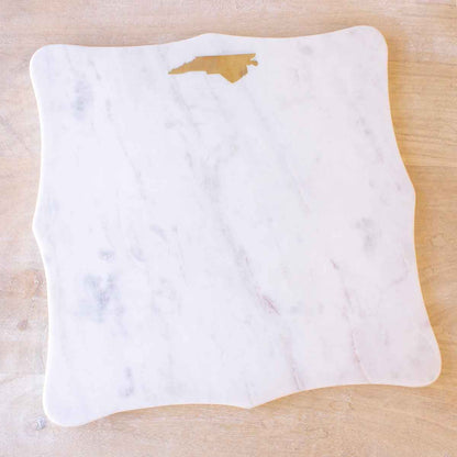 North Carolina Marble Serving Board   White/Brass   12x12