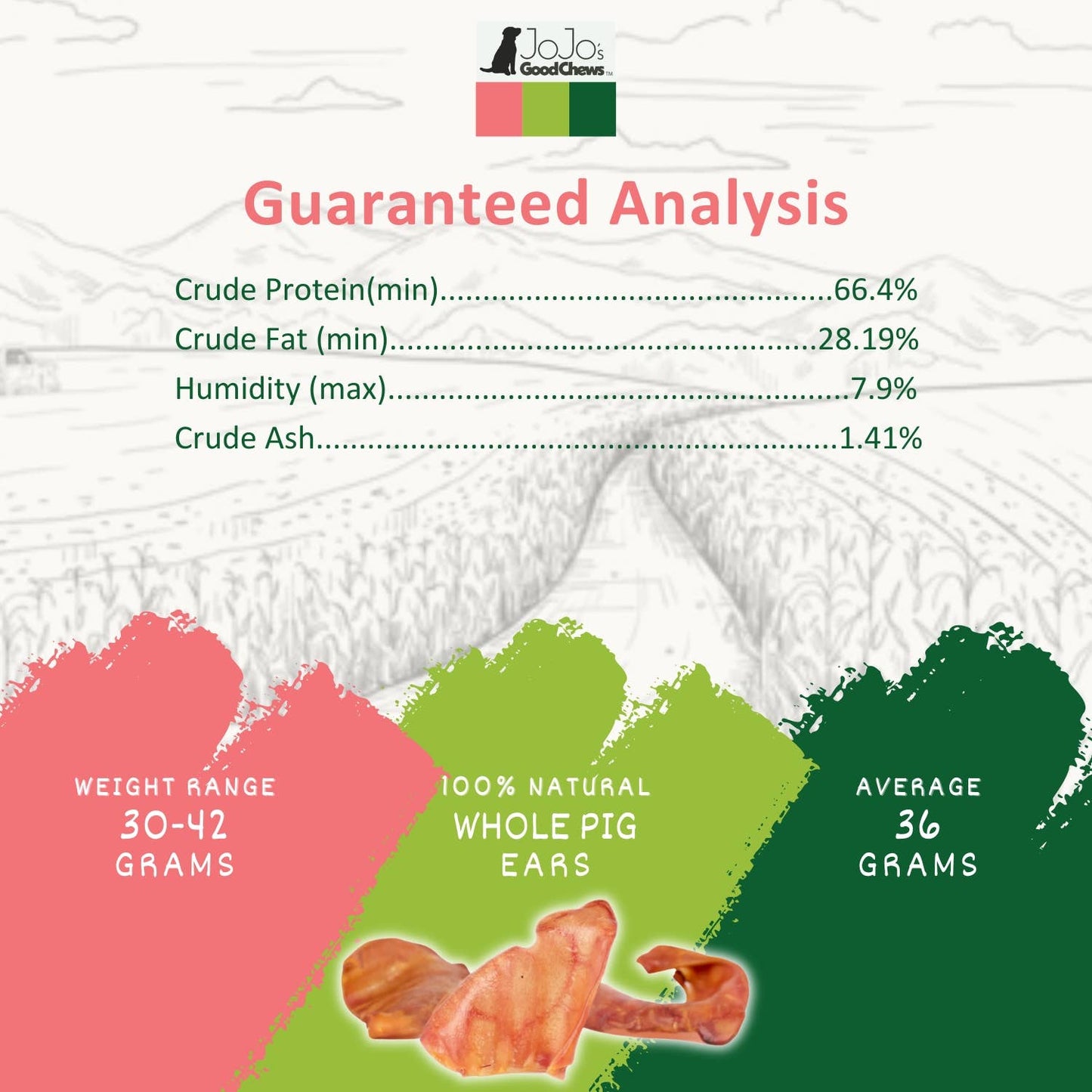 Whole Pig Ears Dog Treats - All Natural Dog Chews (25/Bag)