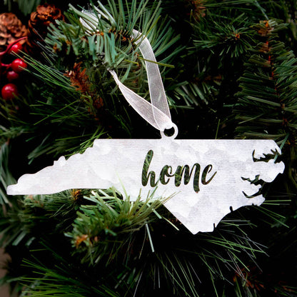 Galvanized North Carolina Home Ornament   Silver   2"