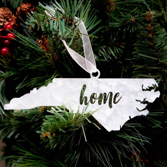 Galvanized North Carolina Home Ornament   Silver   2"