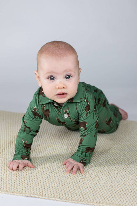 Deer  - LS Polo Romper