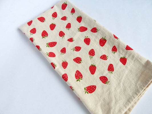Strawberry Handprinted Tea Towel