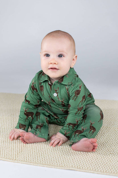 Deer  - LS Polo Romper