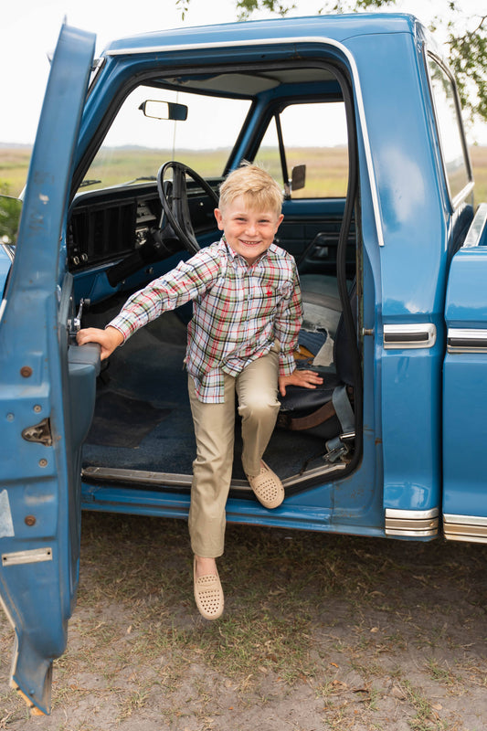 Carter Oxford Boys Shirt Creme Plaid 