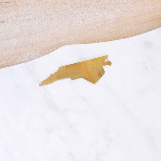 North Carolina Marble Serving Board   White/Brass   12x12