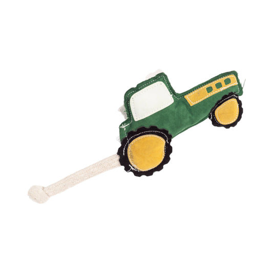 Vegan Leather Green Tractor Eco-Friendly Dog Toy - Non Toxic