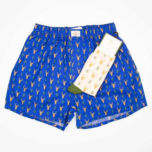 Men's Deer Boxers   Deep Blue/Camel   -Asst.