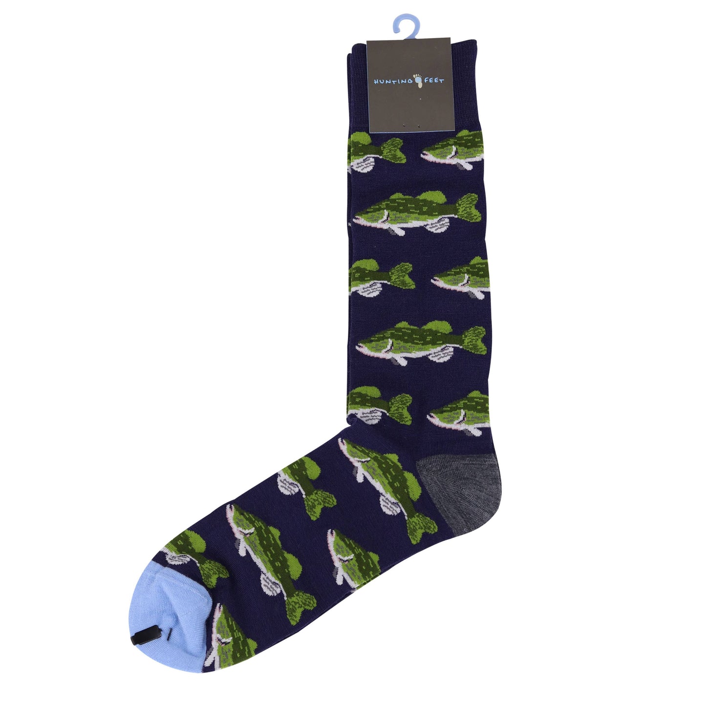 EXTRAFINE MERINO WOOL LARGEMOUTH BASS FISH IN NAVY