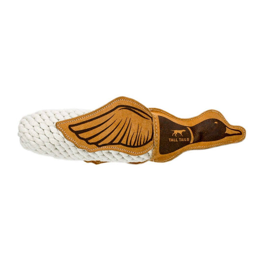 Natural Leather Quacker Rope Tug Dog Toy - 15"