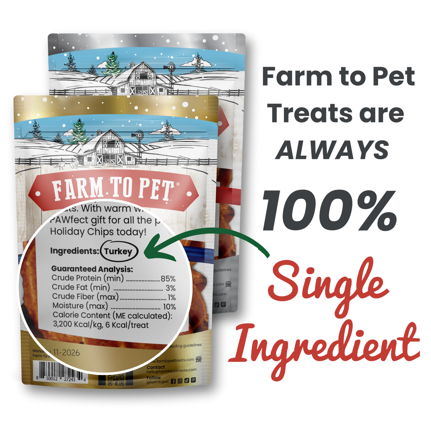 Holiday Turkey Chips Dog Treats (4 oz)