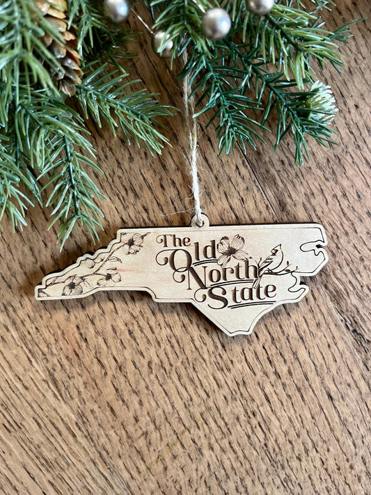 Old North State North Carolina NC Wooden Christmas Ornament