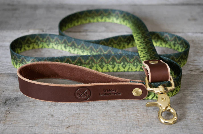 Whiskey Leatherworks Fixed Length - Fish & Upland Print Dog Leash