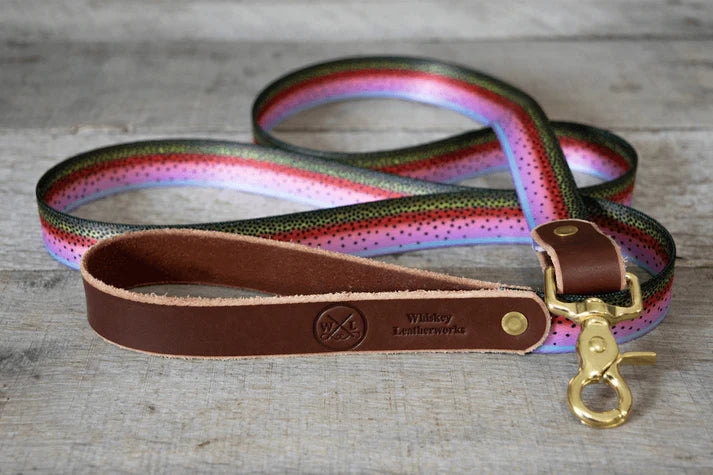 Whiskey Leatherworks Fixed Length - Fish & Upland Print Dog Leash