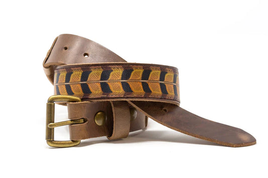 Whiskey Leatherworks Pheasant Tail Print Belt