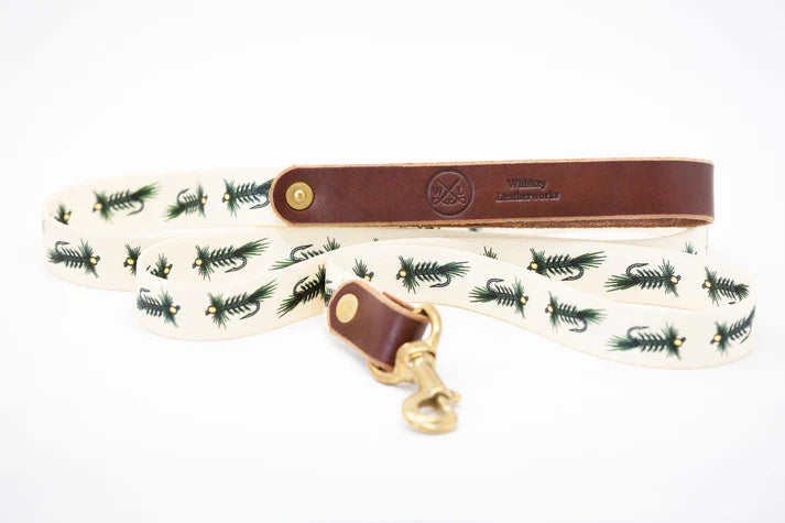 Whiskey Leatherworks Fixed Length - Fly-Print Dog Leash