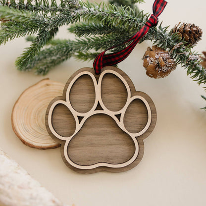 Dog Paw Christmas Holiday Ornament