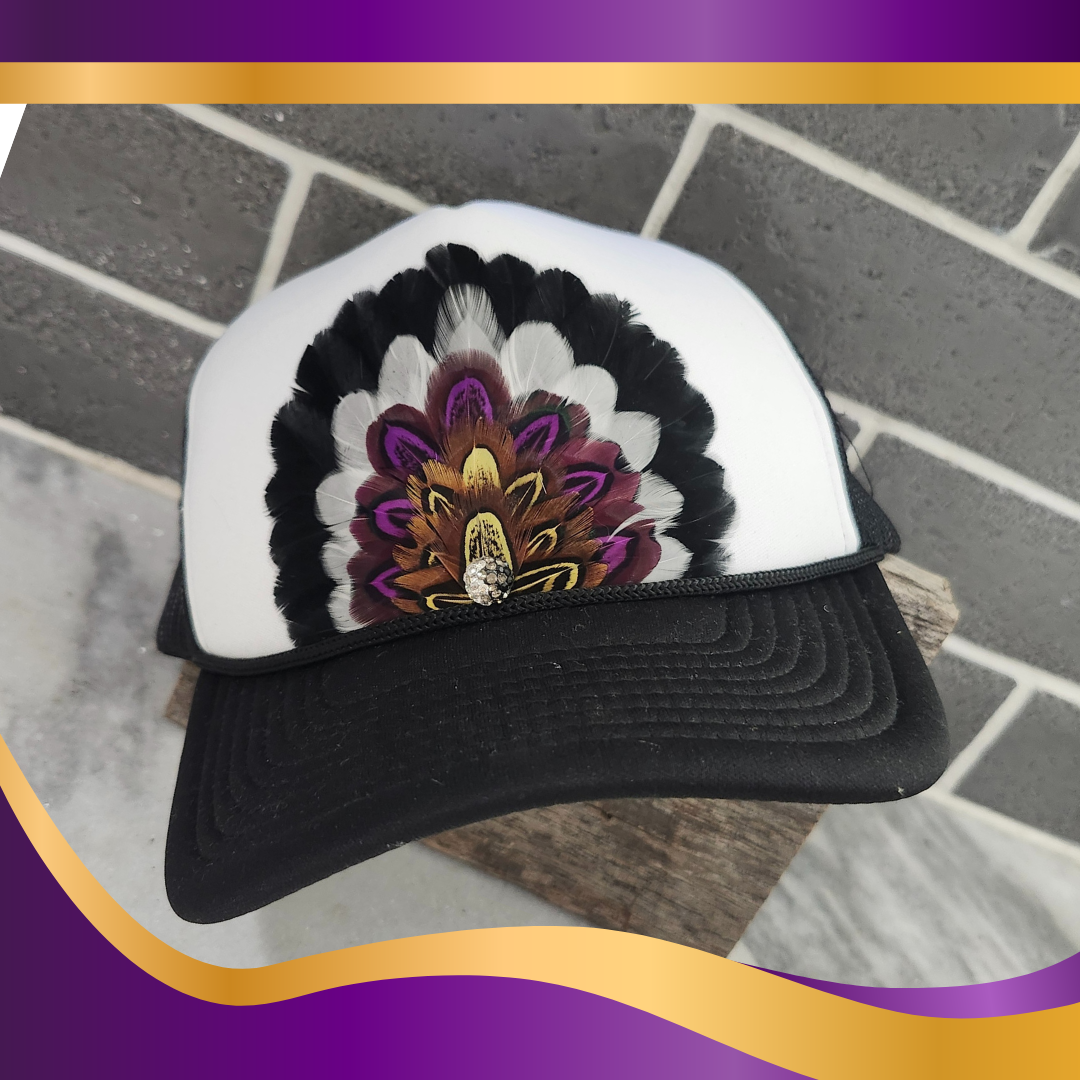 Game Day Feather Crown Trucker Hat Custom School Colors