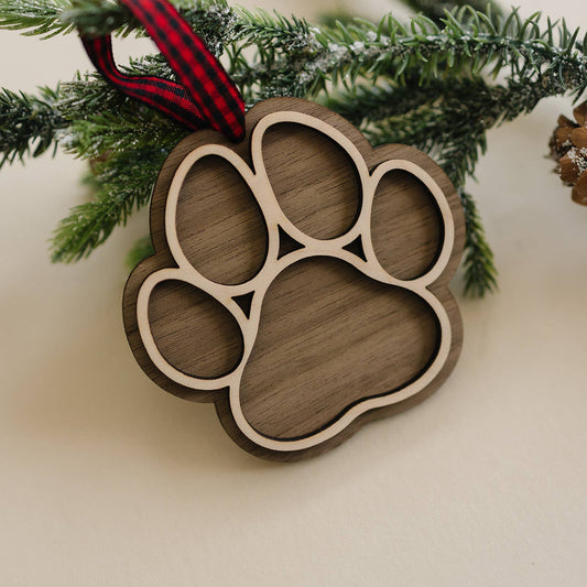 Dog Paw Christmas Holiday Ornament