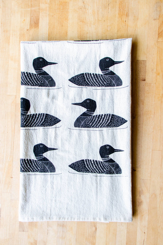 Duck Handprinted Tea Towel