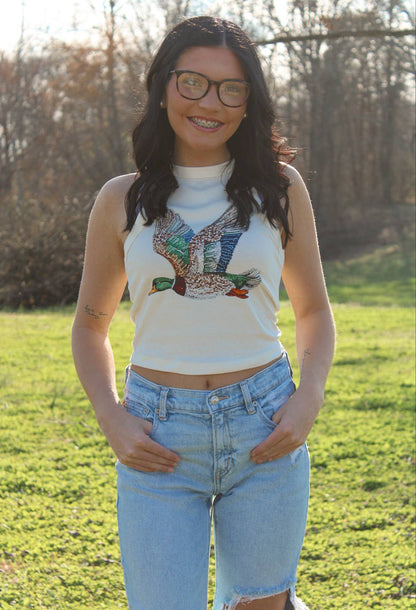 Bedazzled Duck Cropped Tank Top