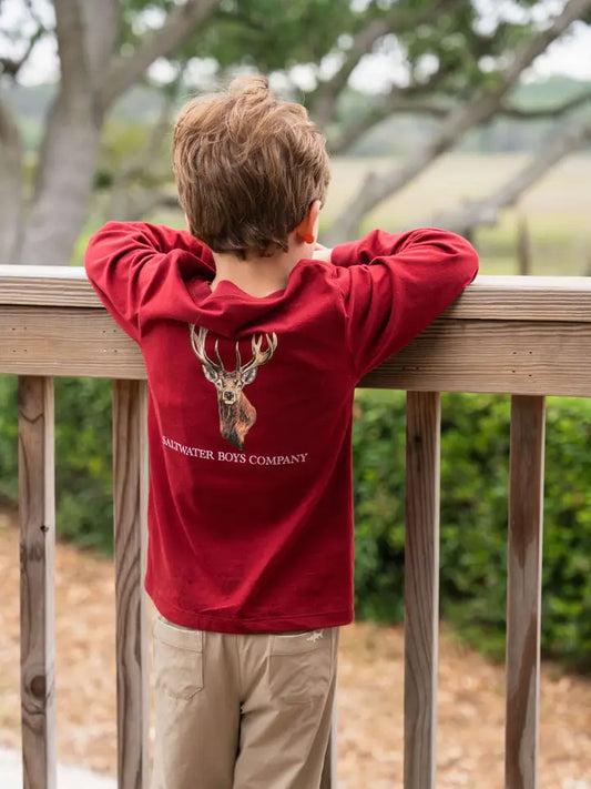Maroon Long Sleeve Deer Head Shirt