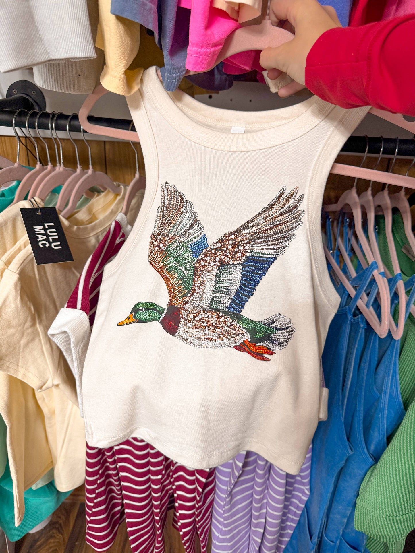 Bedazzled Duck Cropped Tank Top